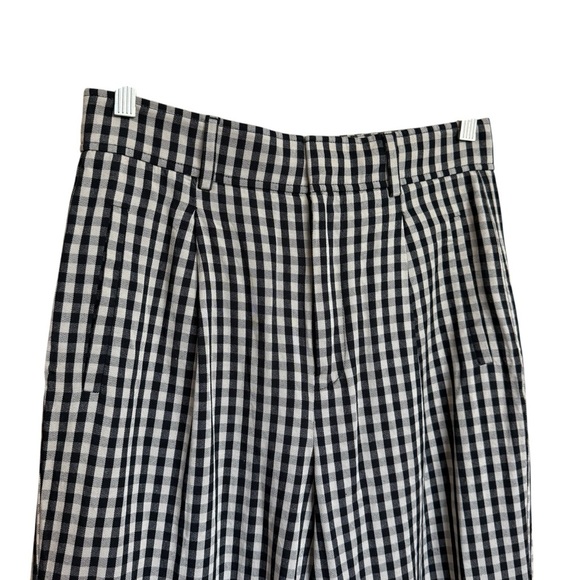 Everlane Way-high Drape Pant. Pleated Black White Gingham Check Size 6S #1635 - Picture 4 of 8